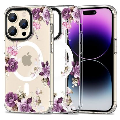 Tech-Protect MagMood Spring Floral Hybrid MagSafe Case - хибриден удароустойчив кейс с MagSafe за iPhone 15 Pro Max (цветни мотиви)