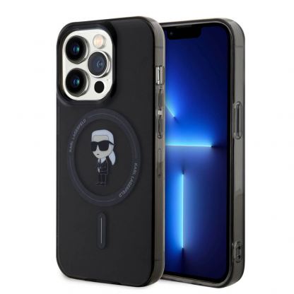 Karl Lagerfeld IML Ikonik MagSafe Case - дизайнерски силиконов кейс с MagSafe за iPhone 15 Pro Max (черен)