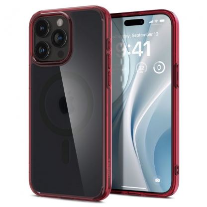 Spigen Ultra Hybrid MagSafe Case - хибриден кейс с висока степен на защита с MagSafe за iPhone 15 Pro (червен-мат) 