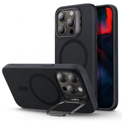 ESR Cloud Kickstand Halolock MagSafe Case - силиконов (TPU) калъф с MagSafe за iPhone 15 Pro Max (черен)
