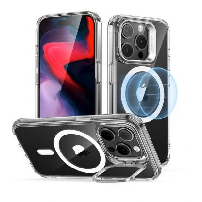ESR Classic Kickstand HaloLock MagSafe Case - хибриден кейс с висока степен на защита с MagSafe за iPhone 15 Pro (прозрачен) 