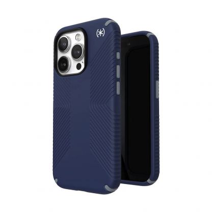 Speck Presidio 2 Grip Case - удароустойчив хибриден кейс за iPhone 15 Pro (тъмносин)