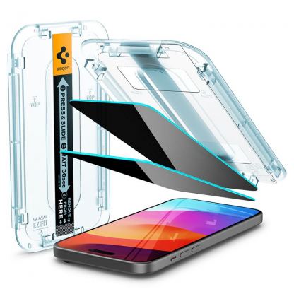 Spigen Glas.Tr Ez Fit Privacy Tempered Glass 2 Pack - 2 броя стъклени защитни покрития с определен ъгъл на виждане за дисплея за iPhone 15