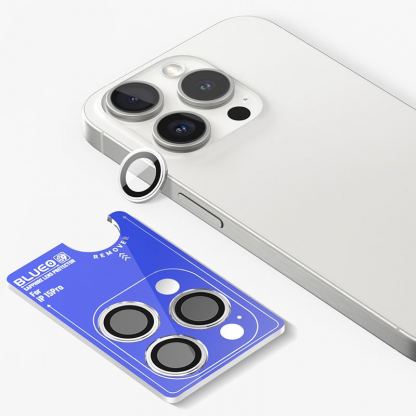 Blueo Sapphire Crystal Stainless Steel Camera Lens Protector - предпазни сапфирени лещи за камерата на iPhone 15 Pro (сребрист)