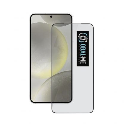 OBALME Tempered Glass Screen Protector 5D - обхващащо и ръбовете стъклено защитно покритие за дисплея на Samsung Galaxy S24 (черен-прозрачен)