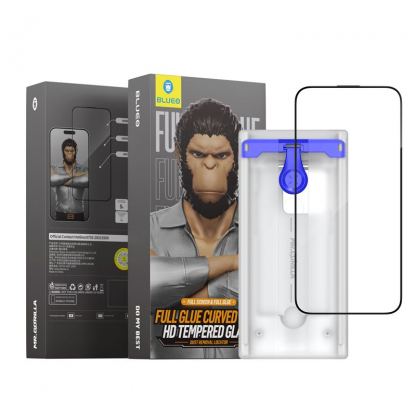 Blueo 3D Curved Tempered Glass HD - стъклено защитно покритие за дисплея на дисплея на iPhone 15 Pro (черен-прозрачен) 