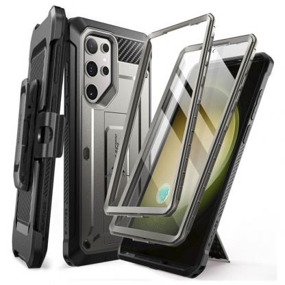 i-Blason SUPCASE Unicorn Beetle Pro Case with Screen Protector - удароустойчив хибриден кейс с вграден протектор за дисплея за Samsung Galaxy S24 Ultra (сив)