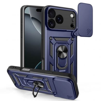 Хибриден удароустойчив кейс с пръстен против изпускане за iPhone 17 Pro Max - Techsuit CamShield Case (син)