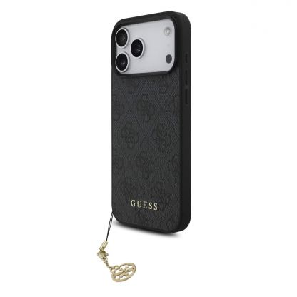 Дизайнерски кожен кейс за iPhone 17 Pro Max - Guess 4G Charm Case (черен)
