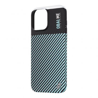 Поликарбонатов кейс за iPhone 16 Pro Max - OBALME Flossy Stripes Hard Case (светлосин-черен)