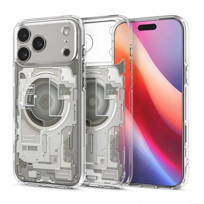 Хибриден кейс с висока степен на защита с MagSafe за iPhone 17 Pro - Spigen Ultra Hybrid MagSafe Zero One Case (прозрачен-сребрист)