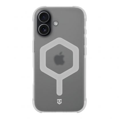 Хибриден удароустойчив кейс с MagSafe за iPhone 17 - Tactical MagForce Hexagon Cover (бял-прозрачен)