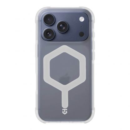 Хибриден удароустойчив кейс с MagSafe за iPhone 17 Pro - Tactical MagForce Hexagon Cover (бял-прозрачен)