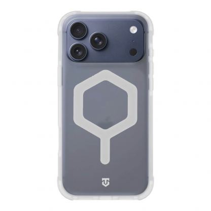 Хибриден удароустойчив кейс с MagSafe за iPhone 17 Pro Max - Tactical MagForce Hexagon Cover (бял-прозрачен)