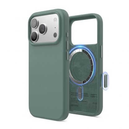 Силиконов (TPU) калъф с MagSafe за iPhone 17 Pro - Elago Magnetic Soft Silicone Case (тъмнозелен)