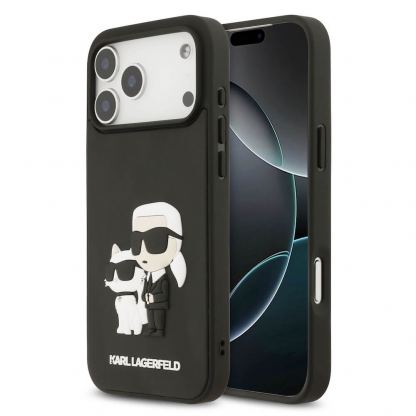 Хибриден удароустойчив кейс за iPhone 17 Pro Max - Karl Lagerfeld Karl and Choupette 3D Case (черен)