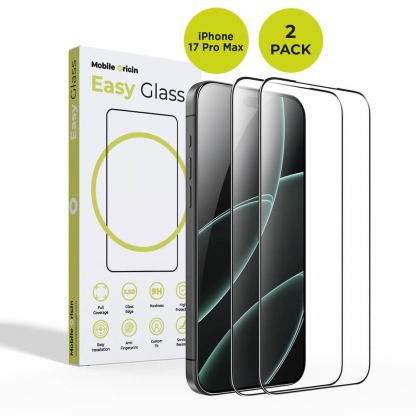 2 броя калени стъклени защитни покрития за дисплея на iPhone 17 Pro Max - Mobile Origin EasyGlass Full Cover Tempered Glass 2 Pack (черен-прозрачен)