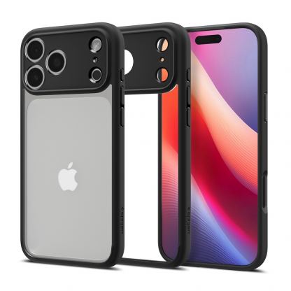 Хибриден кейс с висока степен на защита за iPhone 17 Pro - Spigen Ultra Hybrid Case (черен-прозрачен)