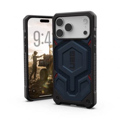 Удароустойчив хибриден кейс с MagSafe за iPhone 17 Pro Max - Urban Armor Gear Monarch Pro Kevlar Case (син-кевлар)
