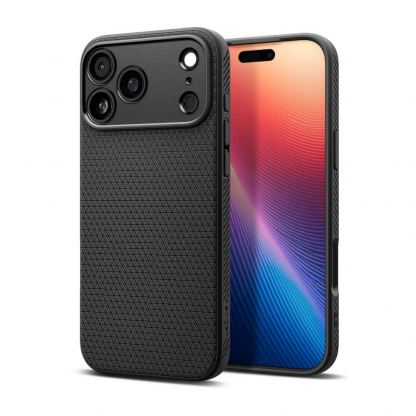 Удароустойчив силиконов (TPU) калъф за iPhone 17 Pro  - Spigen Liquid Air Case (черен)