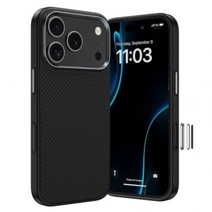 Удароустойчив кевларен кейс с MagSafe за iPhone 17 Pro Max - Benks Magnetic Armor Pro Kevlar Case Metal Frame Camera Control Case 600D (черен)