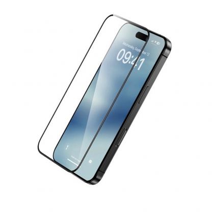 Калено стъклено защитно покритие за дисплея на iPhone 17 Pro Max - Benks Air Shield HD Full Screen Tempered Glass (черен-прозрачен)