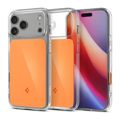 Хибриден кейс с висока степен на защита с MagSafe за iPhone 17 Pro - Spigen Ultra Hybrid T MagSafe Case (прозрачен-оранжев)