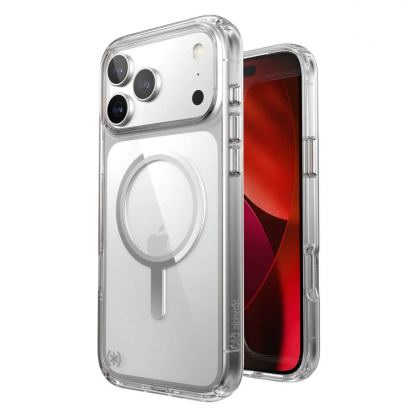 Удароустойчив хибриден кейс с Magsafe за iPhone 17 Pro Max - Speck Presidio Perfect Clear MagSafe Case (прозрачен-сребрист)