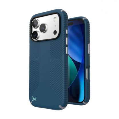 Удароустойчив хибриден кейс за iPhone 17 Pro - Speck Presidio 2 Grip Case (тъмносин)