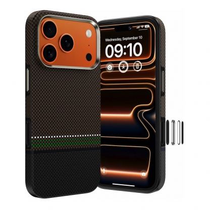 Кевларен кейс с MagSafe за iPhone 17 Pro Max - Benks Magnetic Armor Air Prestige Kevlar Camera Control Button Case 600D (кафяв)