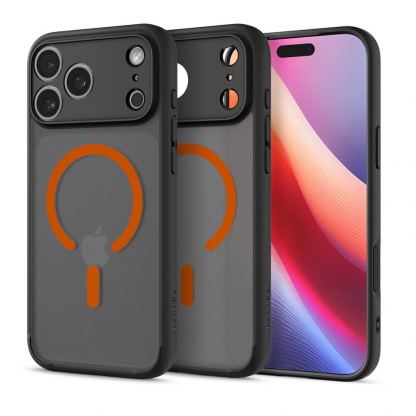 Хибриден кейс с висока степен на защита с MagSafe за iPhone 17 Pro - Spigen Ultra Hybrid MagSafe Case (черен-оранжев) 