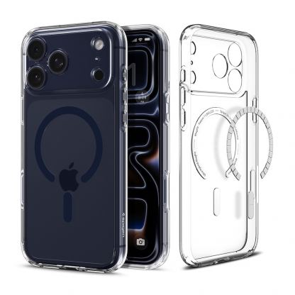 Хибриден кейс с висока степен на защита с MagSafe за iPhone 17 Pro - Spigen Ultra Hybrid MagSafe Case (прозрачен-тъмносин) 