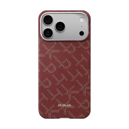 Кевларен кейс с MagSafe за iPhone 17 Pro - Pitaka Monogram PitaTap Aramid Ultra Slim MagSafe Case (червен)