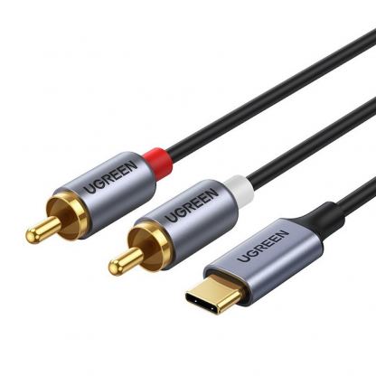 Кабел USB-C мъжко към 2xRCA (чинча) мъжко за устройства с USB-C порт (150 см) - Ugreen USB-C Male to 2xRCA Male Cable (черен)