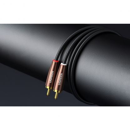 Качествен 2xRCA към 2xRCA (чинча) аудио кабел (200 см) - Ugreen AV199 Extension Cable 2xRCA (Cinch) to 2xRCA (Cinch) (черен-кафяв)