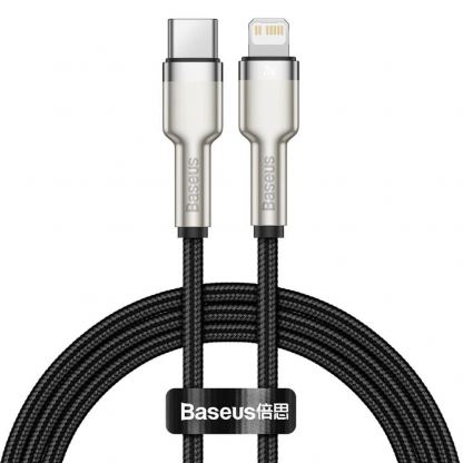 USB-C към Lightning кабел за Apple устройства с Lightning порт (100 см) - Baseus Cafule Metal Series USB-C to Lightning Cable PD 20W (CATLJK-A01) (черен)