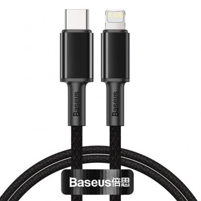USB-C към Lightning кабел за Apple устройства с Lightning порт (100 см) - Baseus High Density Braided USB-C to Lightning Cable PD 20W (CATLGD-01) (черен)