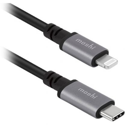 Сертифициран (MFI) USB-C към Lightning кабел за Apple устройства с Lightning порт (300см) - Moshi USB-C to Lightning Cable 3m (черен)