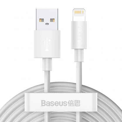 Два броя 40W USB-A към Lightning кабел за Apple устройства с Lightning порт (150 см) - Baseus Simple Wisdom Data Cable Kit USB to Lightning (TZCALZJ-02) (бял)