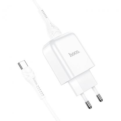 Захранване за ел. мрежа 2.1A с USB изход и USB-C кабел - Hoco N2 Wall Charger and USB-C Cable (бял)