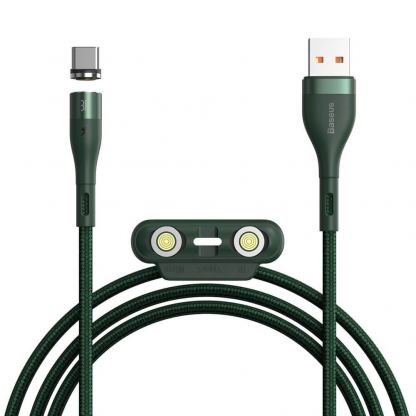 Кабел с магнитни конектори за Apple продукти с Lightning, microUSB и USB-C (100 см) - Baseus Zinc Magnetic Safe Fast Charging Data Cable (CA1T3-A06) (зелен)