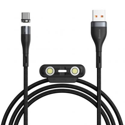 Кабел с магнитни конектори за Apple продукти с Lightning, microUSB и USB-C (100 см) - Baseus Zinc Magnetic Safe Fast Charging Data Cable (CA1T3-AG1) (черен)
