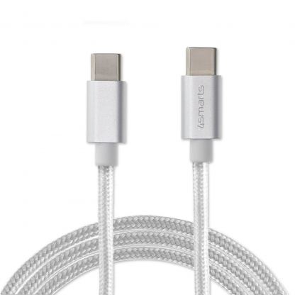 USB-C към USB-C кабел за устройства с USB-C порт (100 см) - 4smarts RapidCord USB-C to USB-C Data Cable 50W (бял)