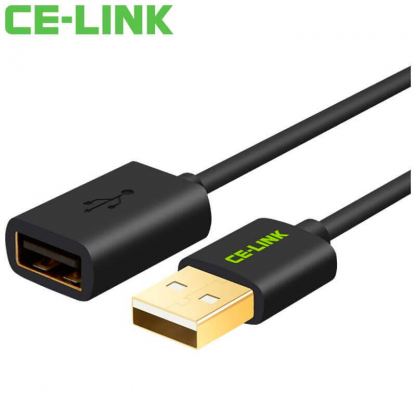 Удължителен USB кабел (200 см) - CE-Link USB 2.0 Extension Cable (черен)