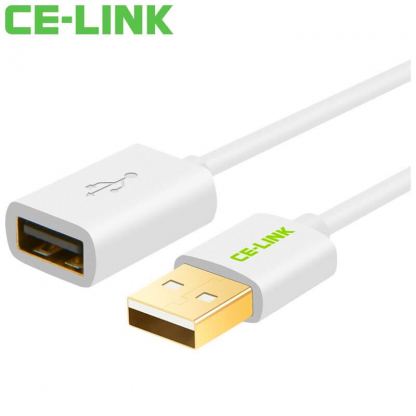Удължителен USB кабел (100 см) - CE-Link USB 2.0 Extension Cable (бял)
