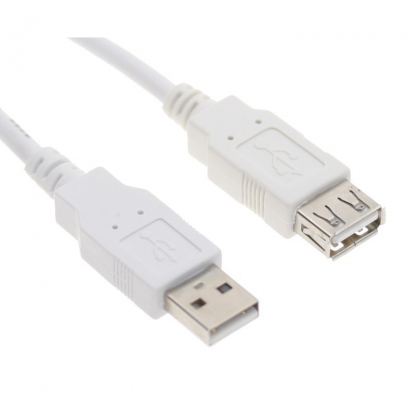 Удължителен USB кабел (3 метра) - Omega USB 2.0 Extension Cord AM - AF (бял)