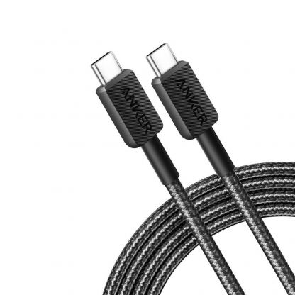 Кабел с въжена оплетка и бързо зареждане за устройства с USB-C порт (180 см) - Anker 322 USB-C to USB-C Cable 60W (черен)