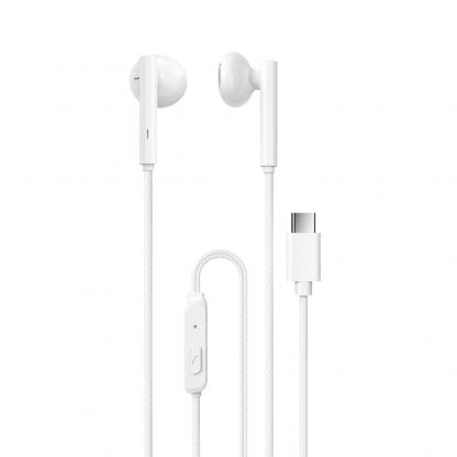 Слушалки с USB-C кабел, управление на звука и микрофон - Dudao X3B In-Ear USB-C Stereo Headphones (бял)
