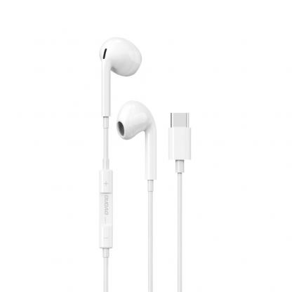 Слушалки с USB-C кабел, управление на звука и микрофон - Dudao X14PROT In-Ear USB-C Stereo Headphones (бял)