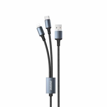 Универсален USB кабел с Lightning и USB-C конектори (120 см) - Dudao LBA 2-in-1 Charging Cable 6A (черен)
